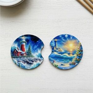 Holiday Lighthouse Car Coasters